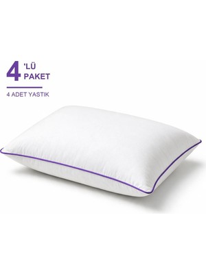 Elarque Eco Biyeli Yastık 4'li Paket 50X70 cm 800 gr Boncuk Silikon Elyaf Dolgulu -