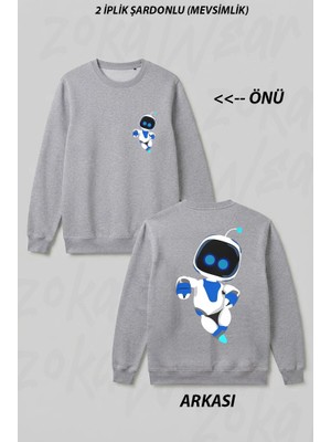 Zoka Wear Astrobot Ön Arka Baskılı Bisiklet Yaka Sweatshirt
