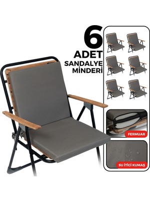 Elarque 6'lı Sırtlıklı Sandalye Minderi Yıkanabilir 40X40 Gri