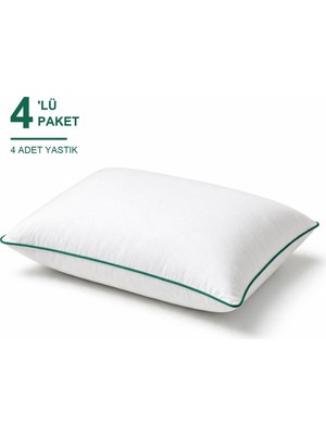 Elarque Eco Biyeli Yastık 4'li Paket 50X70 cm 800 gr Boncuk Silikon Elyaf Dolgulu -
