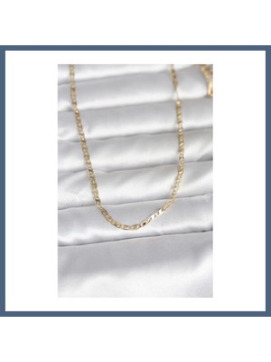 Bezos cm 14K Gold Renk Yassı Zincir Model 60 cm Kadın Kolye BZS10