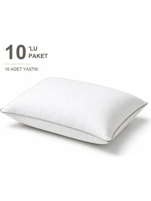Elarque Biyeli Yastık 10'li Paket 50X70 cm 800 gr Boncuk Silikon Dolgulu Krem
