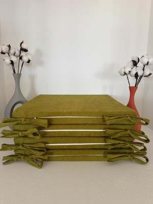Elarque 40CMX40CM+4CM 4'lü Süngerli Sandalye Minderi Çıkarılabilir Kılıf Bağcıklı