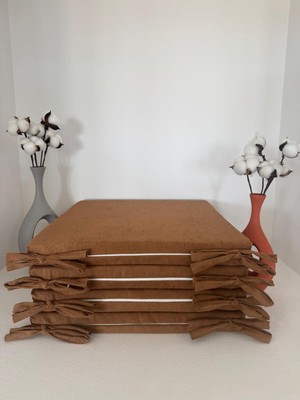 Elarque 40CMX40CM+4CM 4'lü Süngerli Sandalye Minderi Çıkarılabilir Kılıf Bağcıklı