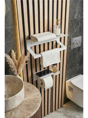 Elarque Paslanamaz Metal Havluluk & Wc Kağıtlık Set