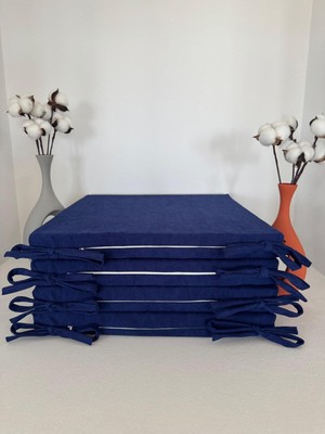 Elarque 40CMX40CM+4CM 4'lü Süngerli Sandalye Minderi Çıkarılabilir Kılıf Bağcıklı