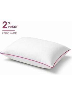 Elarque Biyeli Yastık 2'li Paket 50X70 cm 1100 gr Boncuk Silikon Elyaf Dolgulu
