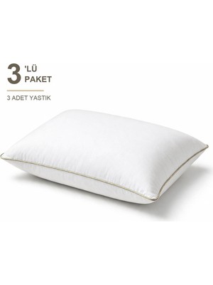 Elarque Biyeli Yastık 3'li Paket 50X70 cm 600 gr Boncuk Silikon Dolgulu Bej