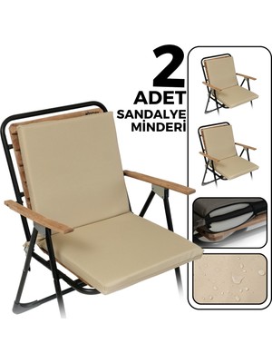 Elarque 2’li Arkalıklı Sandalye Minderi Bağcıklı Fermuarlı Yıkanabilir 40X40 Bej