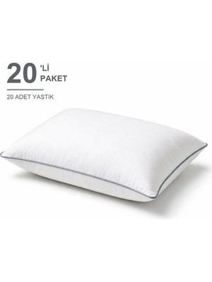 Elarque Biyeli Yastık 20'li Paket 50X70 cm 600 gr Boncuk Silikon Elyaf Dolgulu Gri