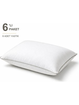 Elarque Biyeli Yastık 6'lı Paket 50X70 cm 600 gr Boncuk Silikon Elyaf Dolgulu Krem