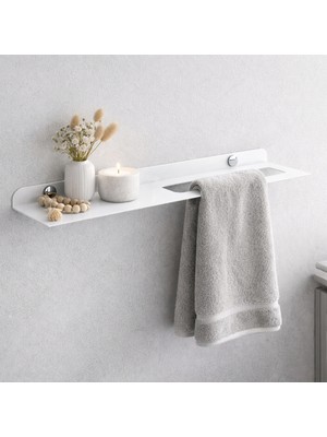 Elarque Dekoratif Banyo Mutfak Havlu Askılık Kendinden Yapışkanlı Beyaz