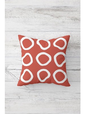 Die Grup Geometrik Desenli Çift Tarafı Baskılı Gizli Fermuarlı Yastık Kılıfı Kırlent Koltuk Yastık Kılıfı Nar Çiçeği 45 x 45 24691146745451