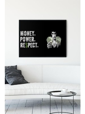 Die Grup (PSTER12569) Money Power Respect Motivasyon Çerçeveli Tablo (21X30CM)