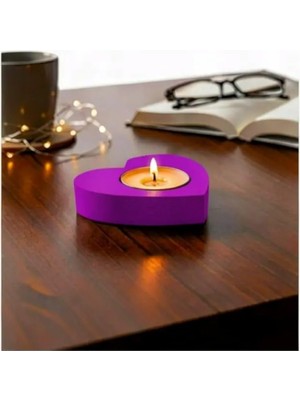Die Grup 2 Adet Suda Havuzda Yüzen Suya Batmayan Restoran Cafe Bar Ev Için Kalp Şeklinde Tealight Mumluk (Mor)