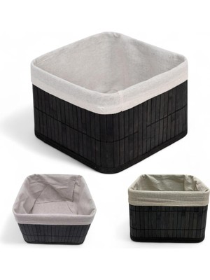Die Grup Bambu Çok Amaçlı Saklama Kutusu Düzenleyici Kare Organizer, Dekoratif Bambu Düzenleyici Siyah (20X20X13CM)