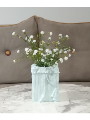 Die Grup Adet Dahil Vazoda Çiçek Beyaz Yapay Çiçek Dekoratif Poliresin 7X7X17CM