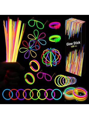 Die Grup Glow Sticks - 100 Adet Parlayan Çubuklar Toplu Parti Paketi - 20,32 cm Karanlıkta Parlayan Parti Malzemeleri Neon Parti Için Işık Çubukları Çocuklar Veya Yetişkinler Için Parlayan Kolyeler ve