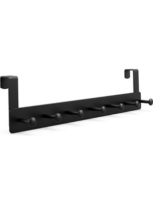 Die Grup Metal Mat Siyah Kapı Arkası Askılık – 7 Kancalı Amerikan Tipi Organizer Askı, Banyo ve Oda Kapıları Için Pratik Askılık, Delmeden Montajlı Kapı Arkası Askı 46.5 x 12 cm (Siyah)