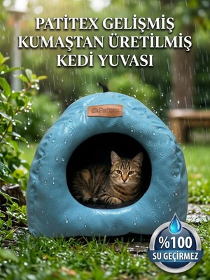 Patitex %100 Su Geçirmez Kedi Yuvası - Yağmura Dayanıklı Dış Mekan Kedi Yatağı, Sıcak Tutan Korumalı Kedi Evi 41X41X45