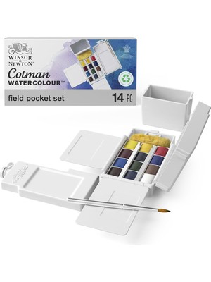 Die Grup 0390639 Cotman Box Sulu Seti Yüksek Işık Haslığına Sahip Canlı Sulu Geniş Renk Seçenekleri Eskimeye Karşı Dayanıklı - 1 2 Kapta 12 Renk Karıştırma Paleti Su Tankı