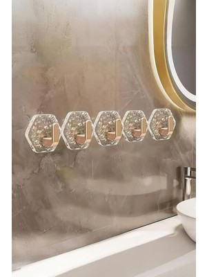 Die Grup Safestore Altın Renkli Kendinden Yapışkanlı Buz Desen Duvar Askısı, Banyo ve Mutfak Için Askı, 5'li Set, Altıgen