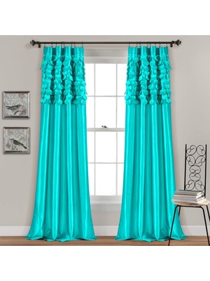 Die Grup Lush Decor Circle Dream Pencere Perdesi Panel Çifti, 241 cm U x 137 cm G, Turkuaz