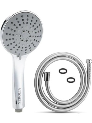 Nerolia Waterly - Yüksek Basınçlı Duş Başlığı ve Hortumu Seti - 175 cm Pvc Banyo Hortumu
