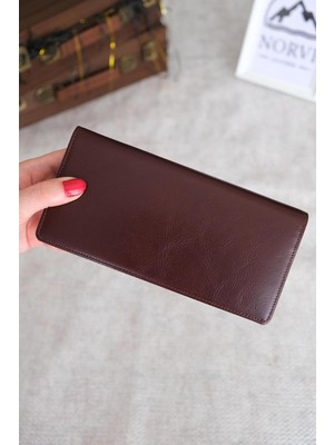 Die Grup Norvi Leather Telefon Bölmeli El Tutamaçlı Hakiki Deri Cüzdan Parlak Kahverengi 1028 Kahverengi