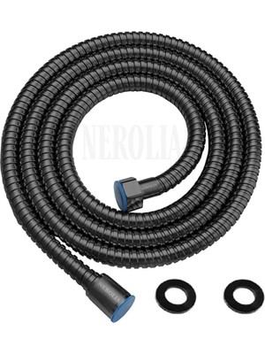 Nerolia 150CM Paslanmaz Mat Siyah Duş Hortumu / Banyo Duş Başlığı Spirali