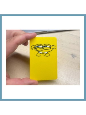Bezos 3D Baskı Sarı Gülen Yüz Desenli Dekoratif Banka Kartı Kılıfı MBT06