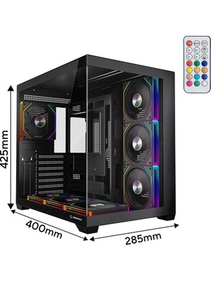 Die Grup Ares V2 Temperli Camlı 7 * 12CM Argb Pwm Fan + Kumanda Atx Mid-T Gaming Oyuncu Kasası