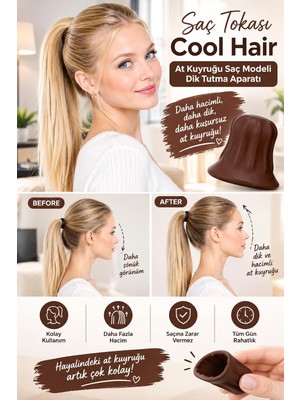 Die Grup Saç Tokası Cool Hair At Kuyruğu Saç Modeli Dik Tutma Aparatı- Kahverengi Kadın Toka Çocuk Mandal Toka, Kız Çocuk (Siyah)