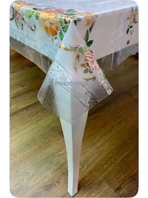 Die Grup Meiwa Parlak Yanardöner Yaldızlı Lüks Desenli Şeffaf Pvc Muşamba Masa Örtüsü Koruyucu Turuncu 100 x 140