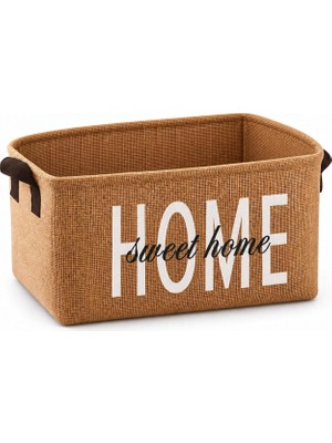 Die Grup Harmony Home Sweet Home Doğal Jüt Düzenleyici Sepet – Katlanabilir, Kulplu, Çok Amaçlı Saklama Kutusu – 28 × 18 × 15 cm - Küçük Boy