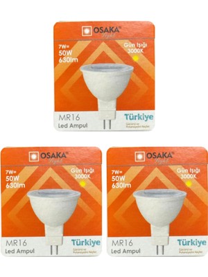 Die Grup LED Ampul, 7W (50W), Sarı Işık 3000K, MR16 G4 Duylu, 3 Adet