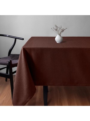 Die Grup Fabric Design Keten Dokulu Masa Örtüsü (Açık Kahve, 140X140)