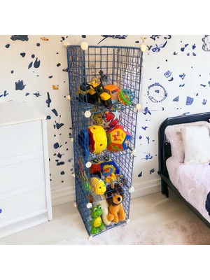 Die Grup Decorelax 4 Bölmeli Tel Küp Çok Amaçlı Organizer Raf Mavi 33CM Mutfak, Oyuncak, Kiler, Depolama Rafı