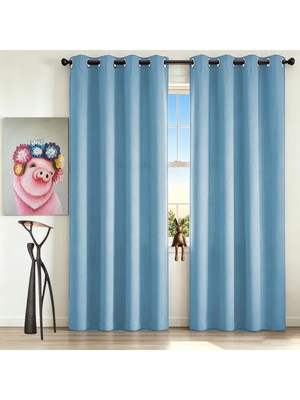 Die Grup Sürgülü Perde 132X137CM %99 Karartma Halkaları Açık Güvercin