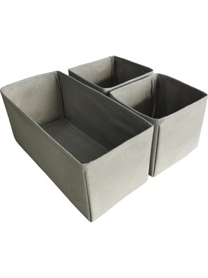 Die Grup 3'lü Gri Çekmece Içi Düzenleyici Organizer Set - Çok Amaçlı Dolap Içi Kutu Seti