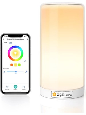 Die Grup Wi-Fi LED Gece Lambası, Apple Homekit ile Çalışır, Kısılabilir Rgbcw Atmosfer Dokunmatik Gece Lambası, Yatak Odası, Oturma Odası Için, Akıllı Gece Lambası, Alexa, Google Home ile Çalışır