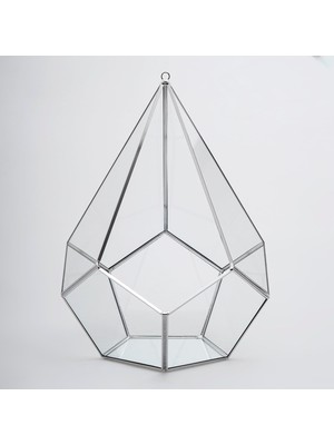 Die Grup 31X22X22CM Gümüş Geometrik Teraryum Cam Fanus Takı Aksesuar Çikolata Kutusu