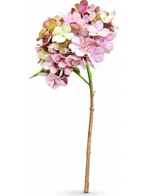 Die Grup Yapay Ortanca Çiçeği, Mor-Beyaz Tonları, 35 Cm, Dekoratif Ev Süsü, Doğal Görünümlü Hydrangea Dalı
