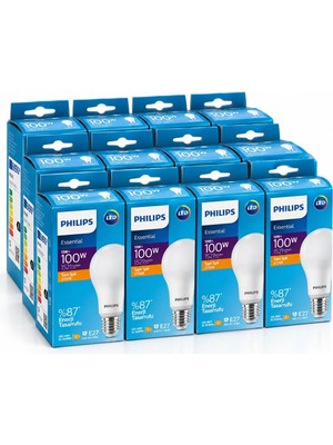 Die Grup Essential 13W E27 LED Ampul 12'li Paket – 100W Eşdeğer, 1521 Lümen, 2700K Sarı Işık, Enerji Tasarruflu A60 LED Ampul Dim Edilmez