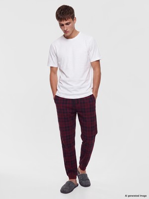LC Waikiki Lc Waıkıkı Bordo Regular Fit Ekose Erkek Pijama Alt