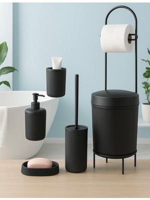 Die Grup Lüks 6 Parçalı Modern Banyo Aksesuar Seti, Şık Tasarım (Siyah)