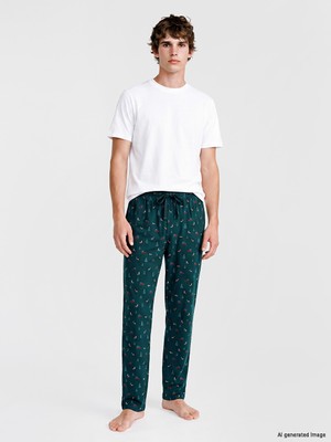 LC Waikiki Lc Waıkıkı Yeşil Yılbaşı Temalı Erkek Pijama Alt
