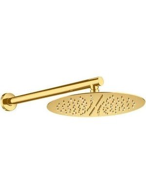 Die Grup Ankastre Duş Başlığı Borulu Oval Slim Metal Ø25 cm (Altın)
