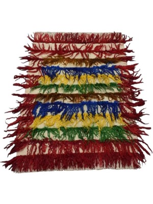 Die Grup Zehra Abla Halı Yeni El Dokuma Nadide Uzun Tüylü Otantik Tülü Yün Kilim 6251 Çok Renkli-85 x 130