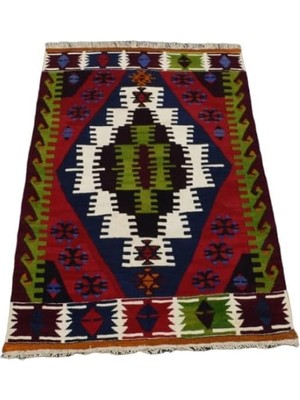 Die Grup Zehra Abla Halı Yeni El Dokuma Şaheser Enfes Niğde Çukurkuyu Yün Kilim Renkli-80 x 130